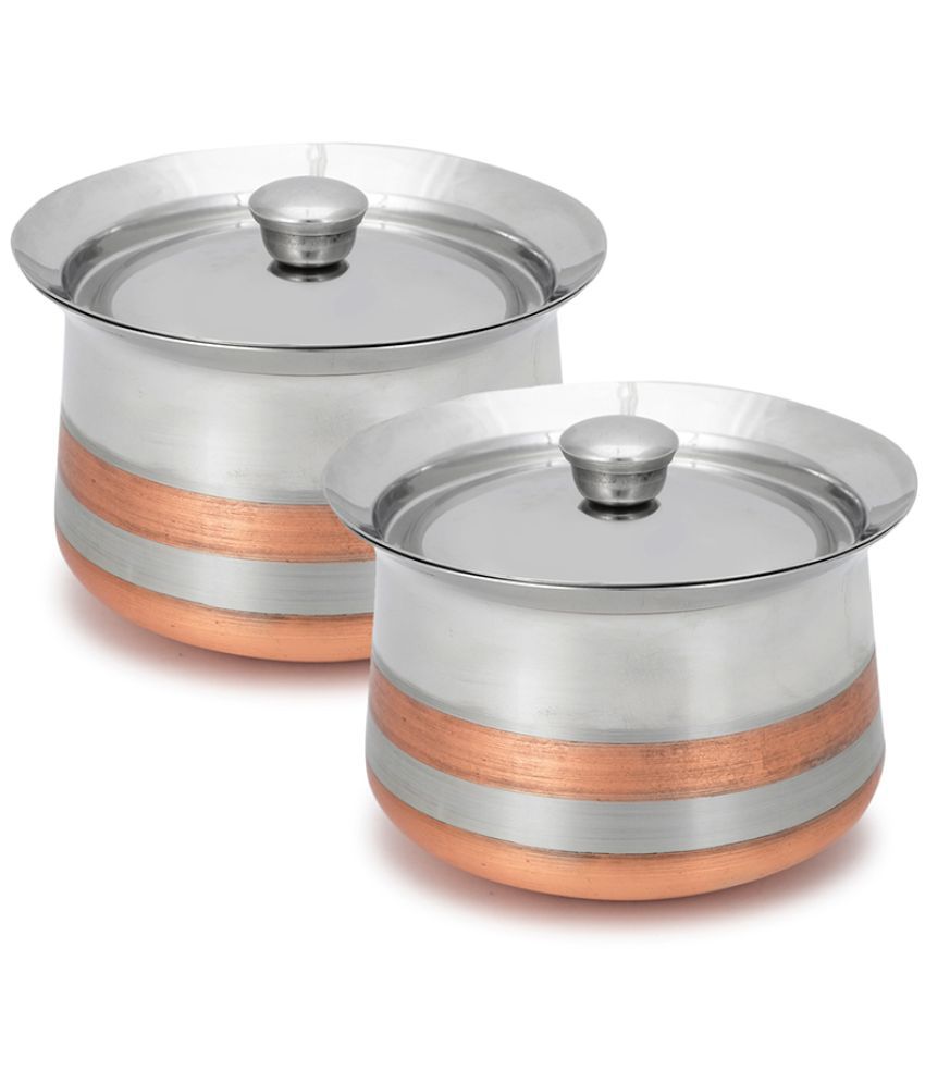    			HOMETALES Stainless Steel No Coating Pot ( Pack of 2 )