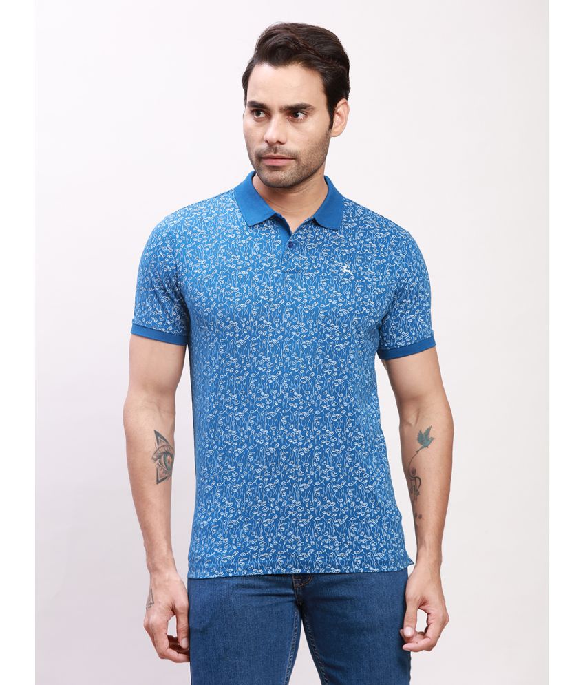     			Parx Cotton Regular Fit Printed Half Sleeves Men's T-Shirt - Blue ( Pack of 1 )
