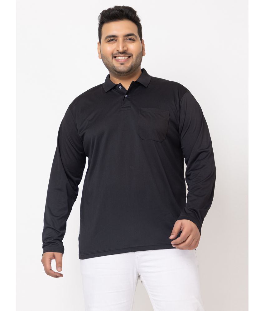     			YHA Cotton Blend Regular Fit Solid Full Sleeves Men's Polo T Shirt - Black ( Pack of 1 )