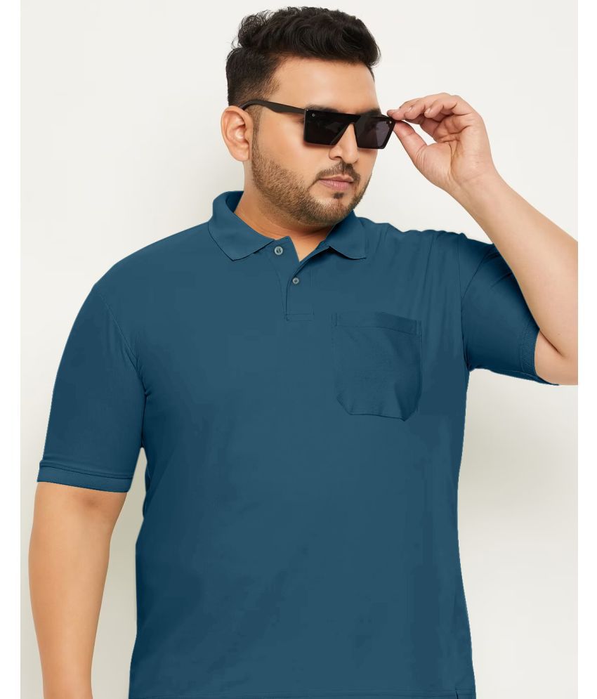     			YHA Cotton Blend Regular Fit Solid Half Sleeves Men's Polo T Shirt - Teal Blue ( Pack of 1 )