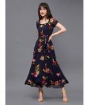 Miss Chase Georgette Printed Midi Women's Fit & Flare Dress - Navy ( Pack of 1 )