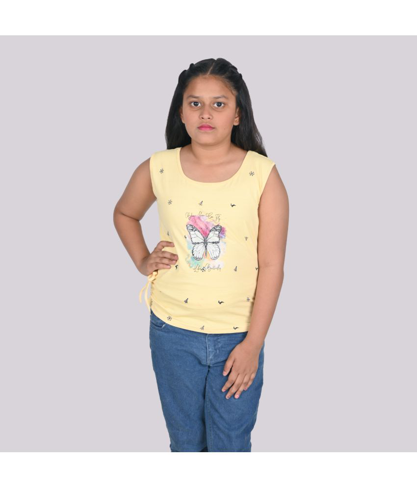     			Kidzee Kingdom Yellow Cotton Blend Girls T-Shirt ( Pack of 1 )