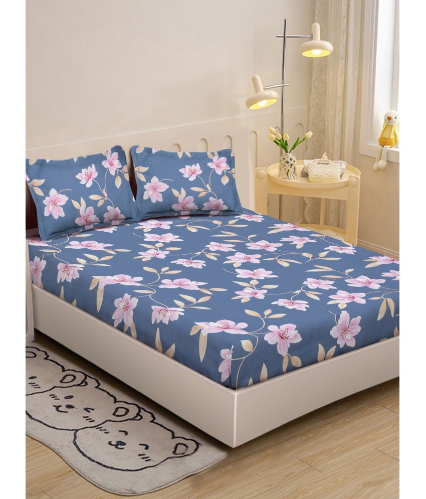     			Klotthe Poly Cotton Floral 1 Single Bedsheet with 2 Pillow Covers - Multicolor