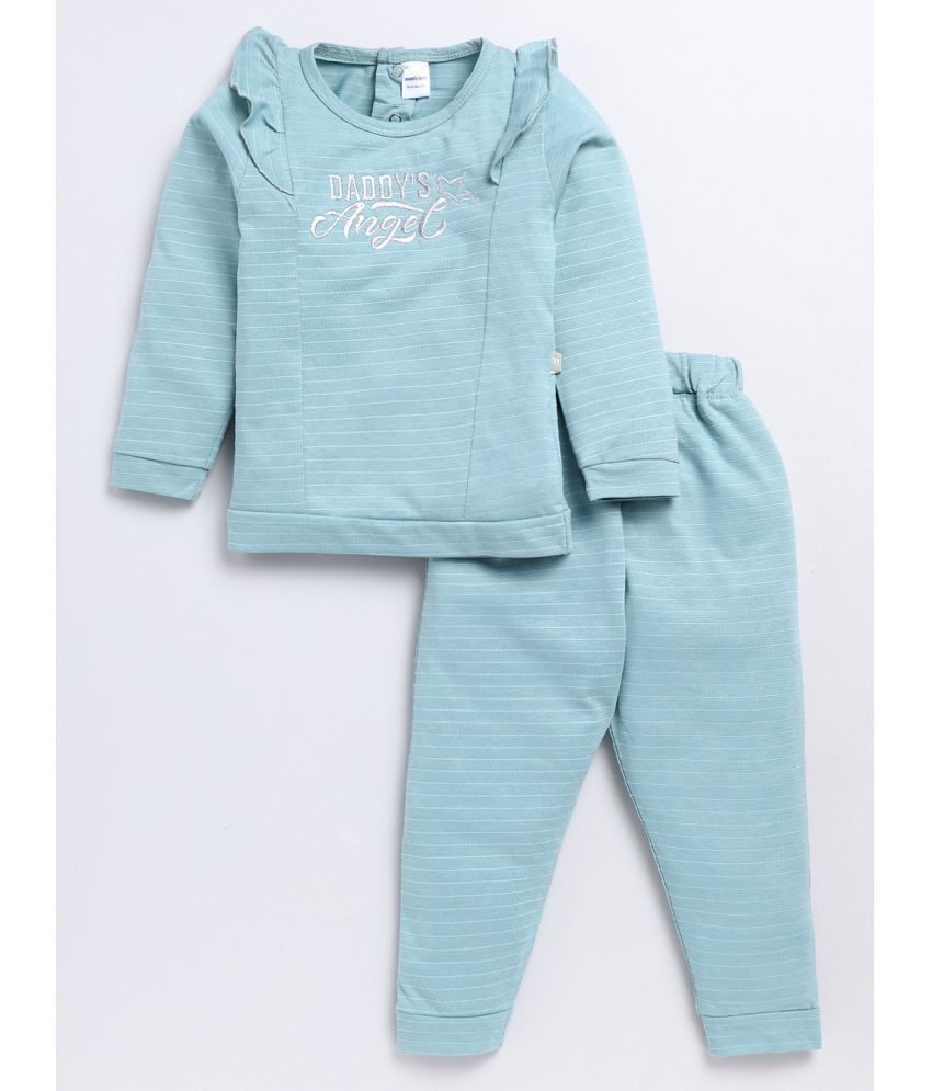     			Mom's Love Blue Cotton Baby Girl Sweatshirt & Jogger Set ( Pack of 1 )
