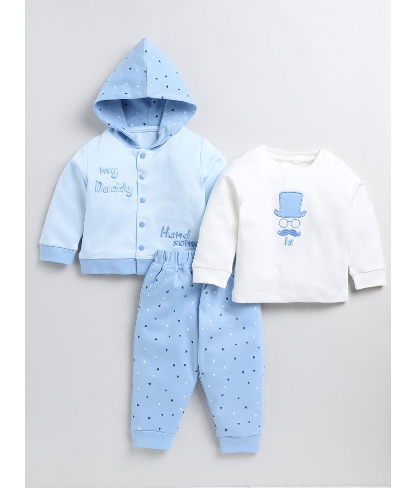     			Mom's Love Blue Cotton Baby Boy Sweatshirt & Jogger Set ( Pack of 1 )