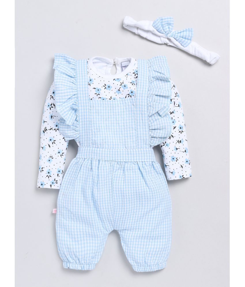     			Mom's Love Blue Cotton Baby Girl Dungaree Sets ( Pack of 1 )