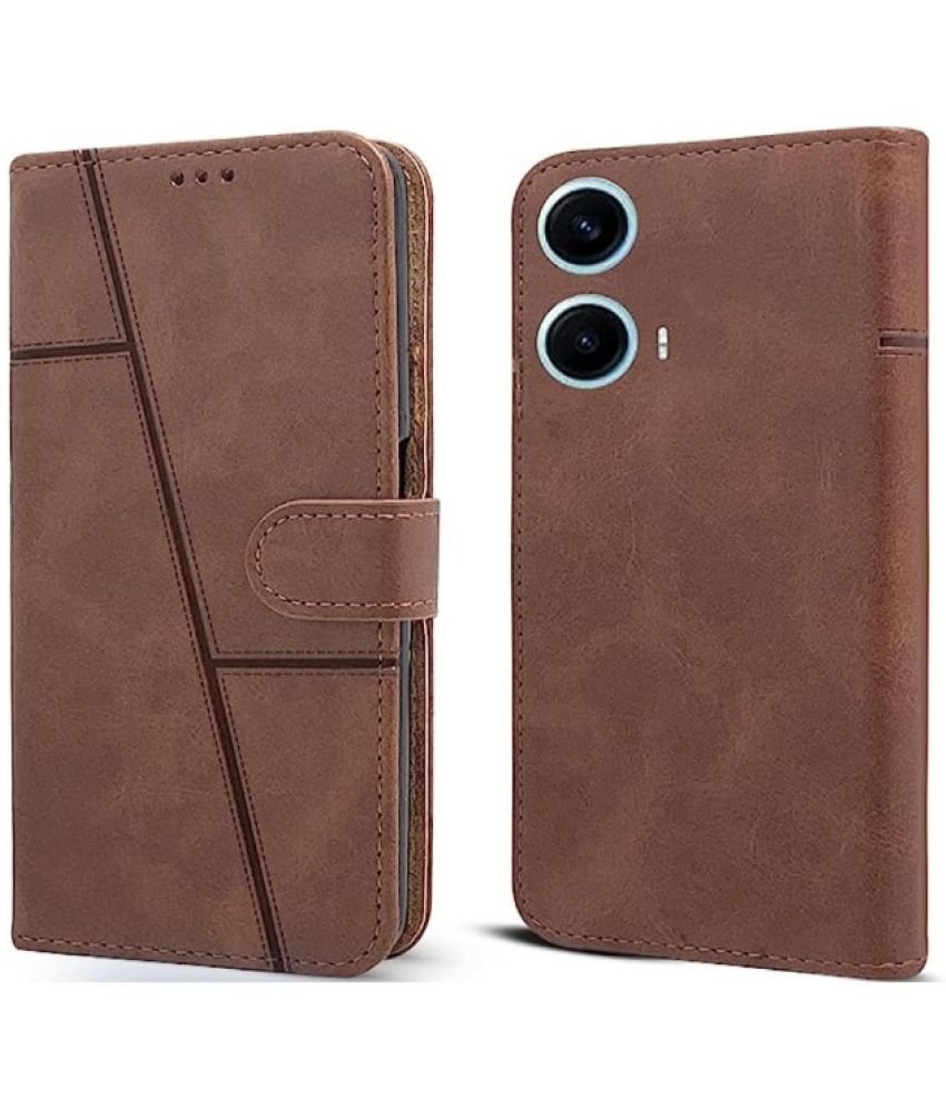     			NBOX Brown Flip Cover Artificial Leather Compatible For MOTOROLA G24 Power ( Pack of 1 )