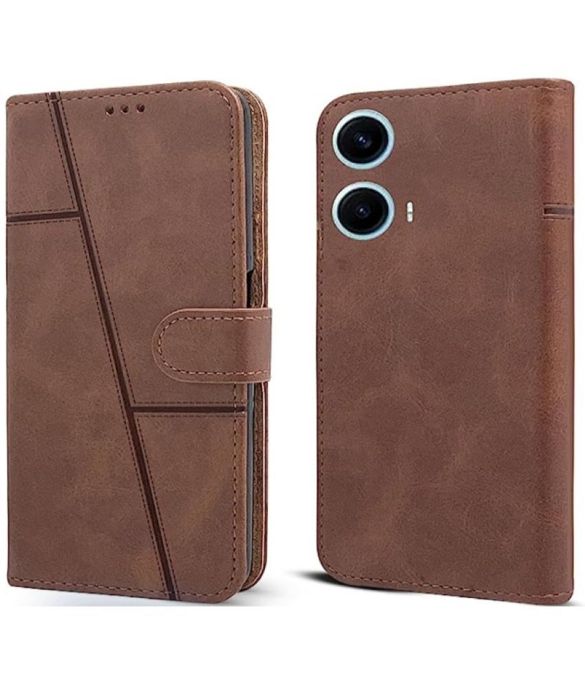     			Shining Stars Brown Flip Cover Artificial Leather Compatible For MOTOROLA G24 Power ( Pack of 1 )