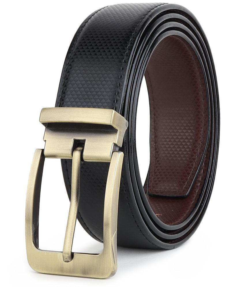     			SUNSHOPPING - Black Faux Leather Men's Reversible Belt ( Pack of 1 )