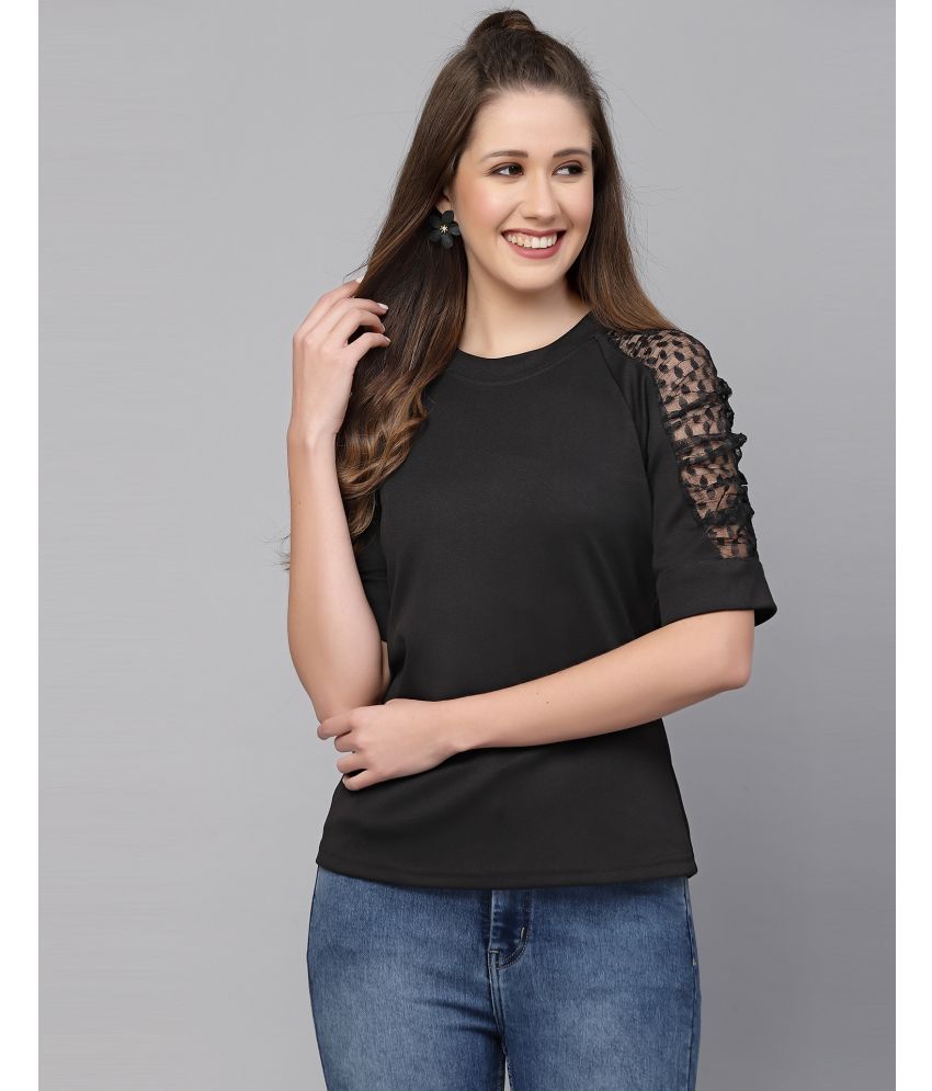     			Selvia Black Polyester Women's Regular Top ( Pack of 1 )