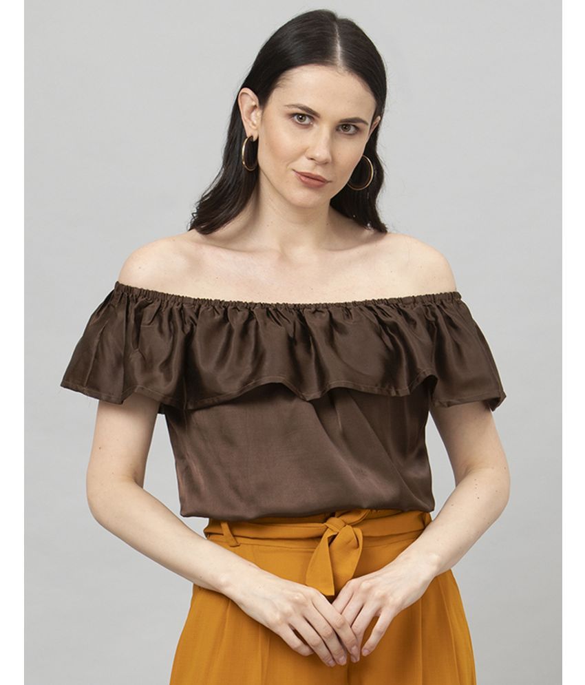     			Selvia Brown Satin Women's Crop Top ( Pack of 1 )