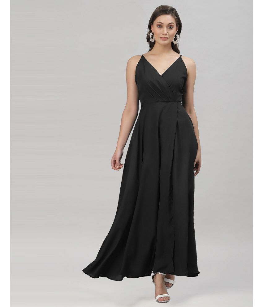     			Selvia Crepe Solid Full Length Women's Empire Dress - Black ( Pack of 1 )