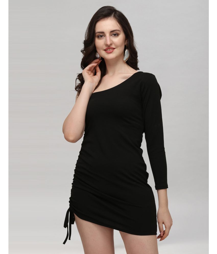     			Selvia Lycra Solid Mini Women's Bodycon Dress - Black ( Pack of 1 )
