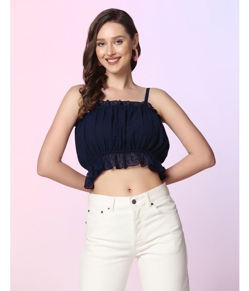     			Selvia Navy Blue Georgette Women's Crop Top ( Pack of 1 )