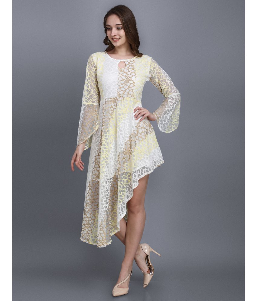     			Selvia Net Solid Knee Length Women's Asymmetric Dress - Multicolor ( Pack of 1 )