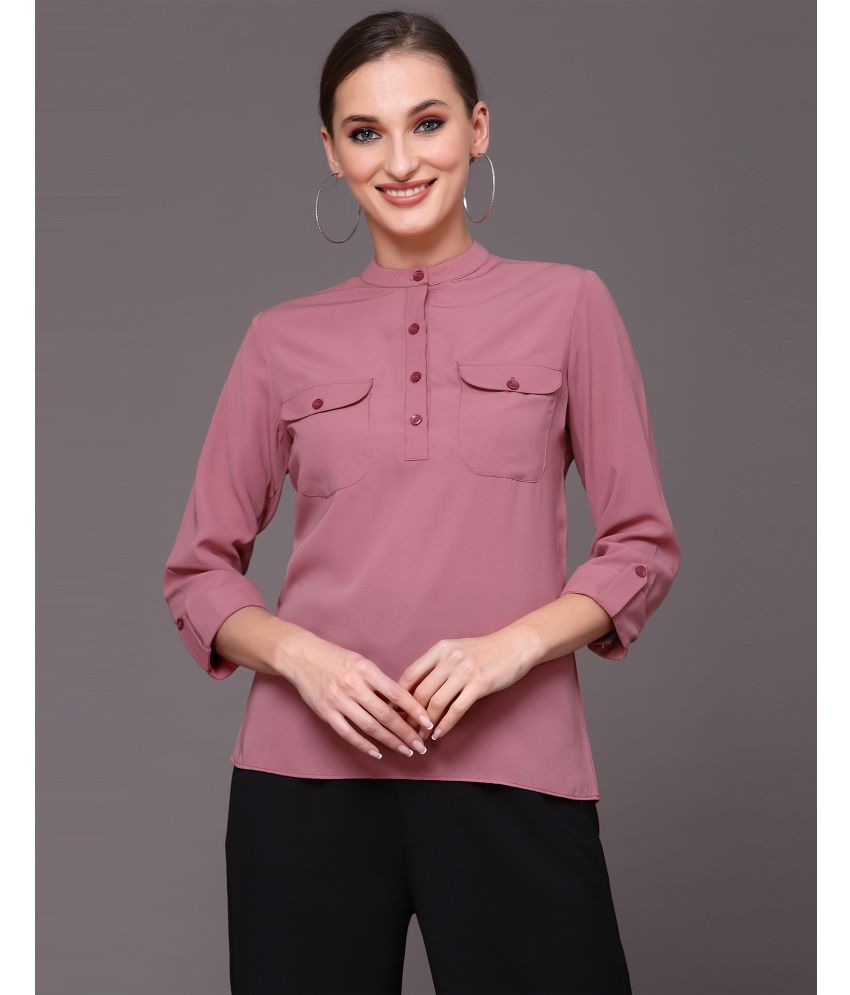     			Selvia Pink Crepe Women's Shirt Style Top ( Pack of 1 )