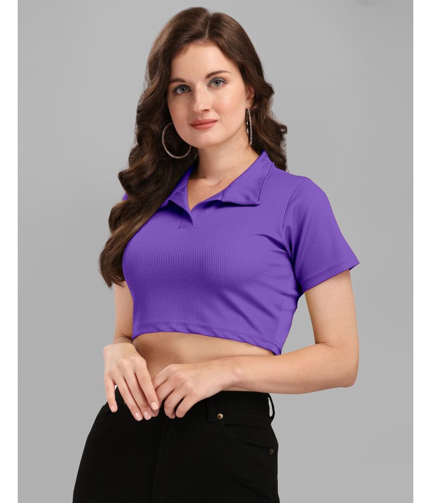     			Selvia Purple Polyester Women's Crop Top ( Pack of 1 )