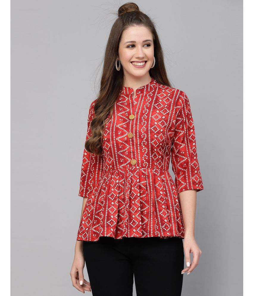     			Selvia Red Crepe Women's Peplum Top ( Pack of 1 )