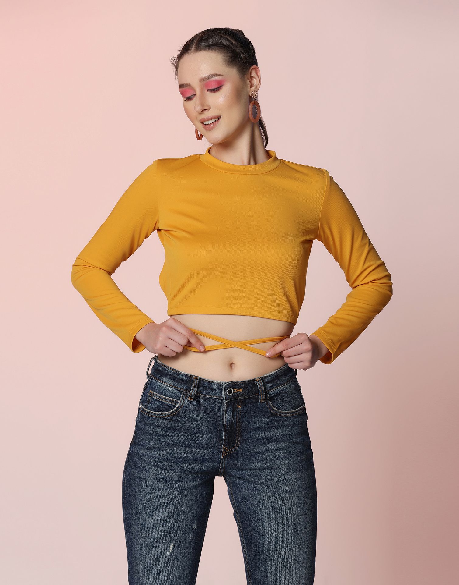     			Selvia Yellow Polyester Women's Crop Top ( Pack of 1 )