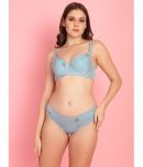 PrettyCat Cotton Women's Bra & Panty Set ( Blue )