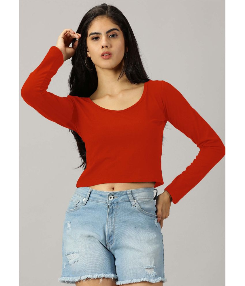     			AUSK Red Cotton Blend Women's Crop Top ( Pack of 1 )