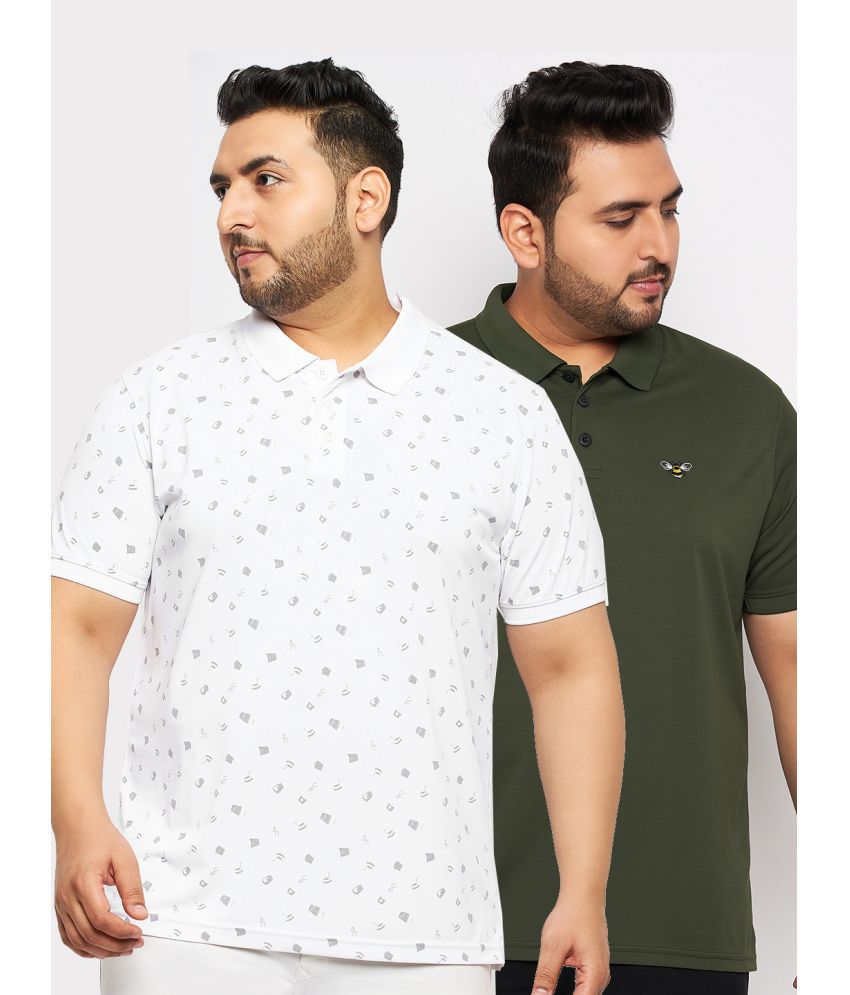     			Auxamis Cotton Blend Regular Fit Printed Half Sleeves Men's Polo T Shirt - White ( Pack of 2 )