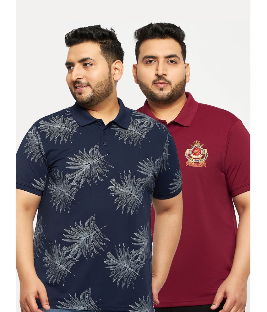     			Auxamis Pack of 2 Cotton Blend Regular Fit Printed Half Sleeves Men's Polo T Shirt ( Navy Blue )