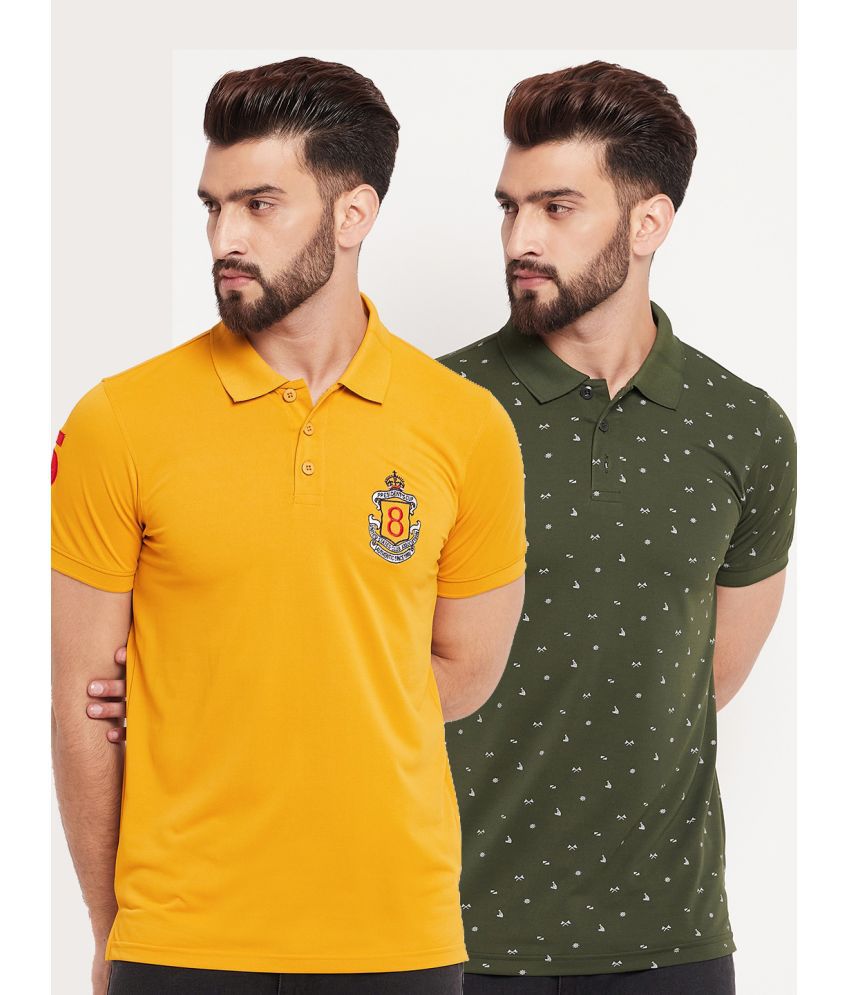     			Auxamis Cotton Blend Regular Fit Embroidered Half Sleeves Men's Polo T Shirt - Mustard ( Pack of 2 )
