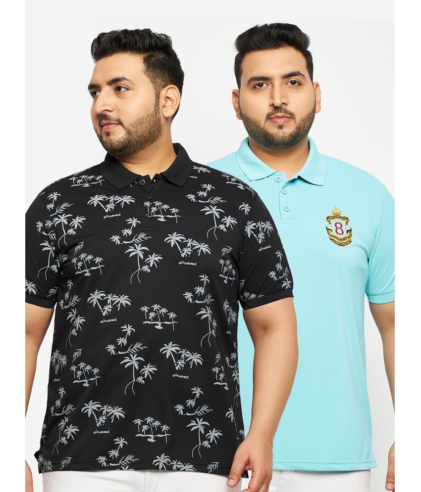     			Auxamis Pack of 2 Cotton Blend Regular Fit Printed Half Sleeves Men's Polo T Shirt ( Black )