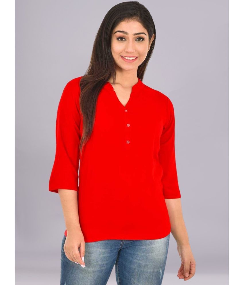     			FABISHO Red Rayon Women's Regular Top ( Pack of 1 )