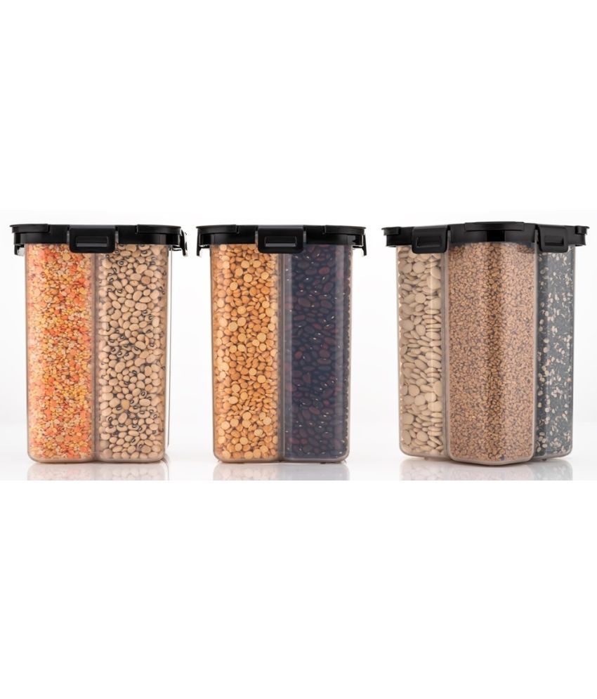     			HOMETALES Dal/Pasta/Grocery Plastic Black Dal Container ( Set of 3 )