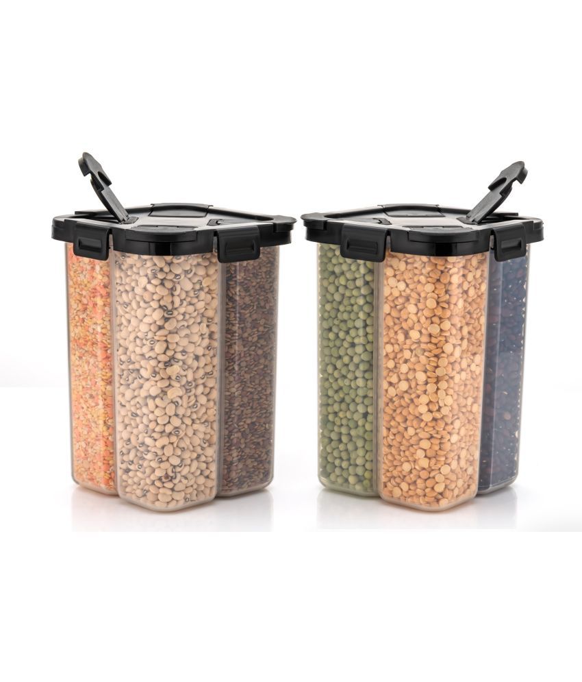     			HOMETALES Dal/Pasta/Grocery Plastic Black Dal Container ( Set of 2 )