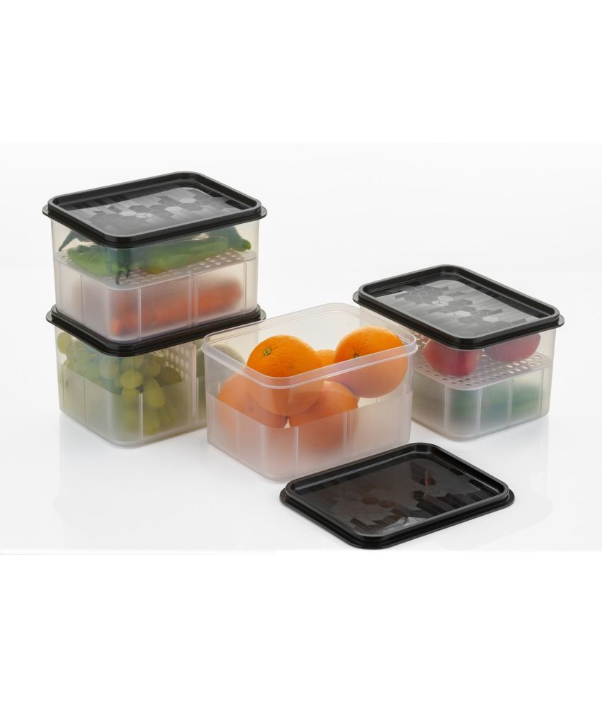     			HOMETALES Fruit AND Vegetable Plastic Black Food Container ( Set of 4 )