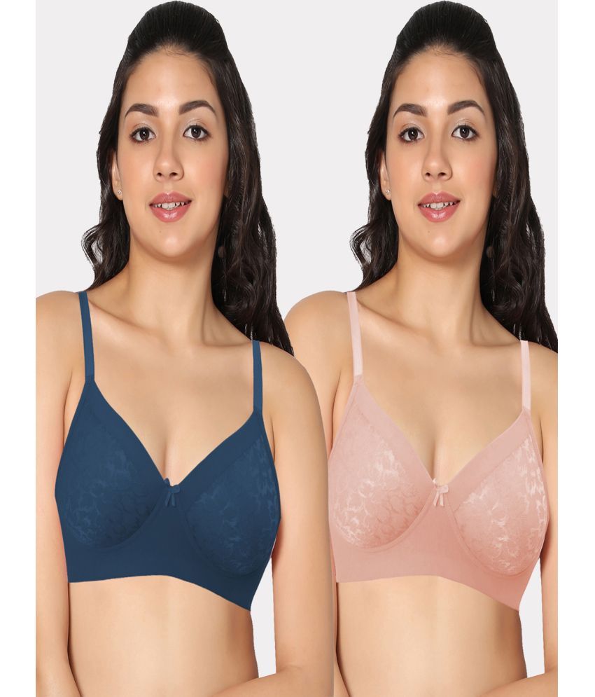     			IN CARE LINGERIE Pack of 2 Polyester Women's Push Up Bra ( Multicolor ) ICPD-11 (B) in Multi Color Full Coverage, Push-up Bra and Non-Wired seamless cups