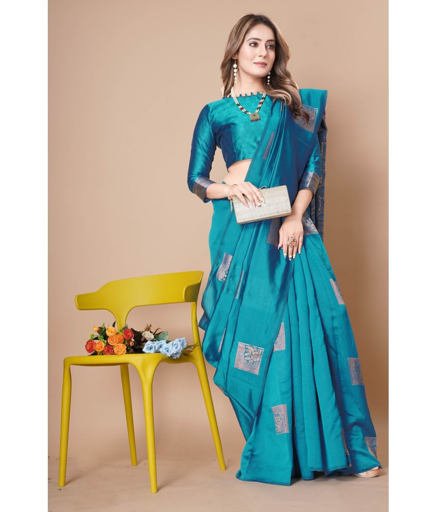     			KALIPATRA Banarasi Silk Woven Saree With Blouse Piece - SkyBlue ( Pack of 1 )