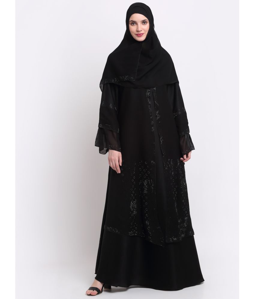     			Klotthe Black Polyester Unstitched Burqas without Hijab - Single