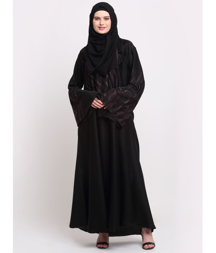     			Klotthe Black Polyester Unstitched Burqas without Hijab - Single