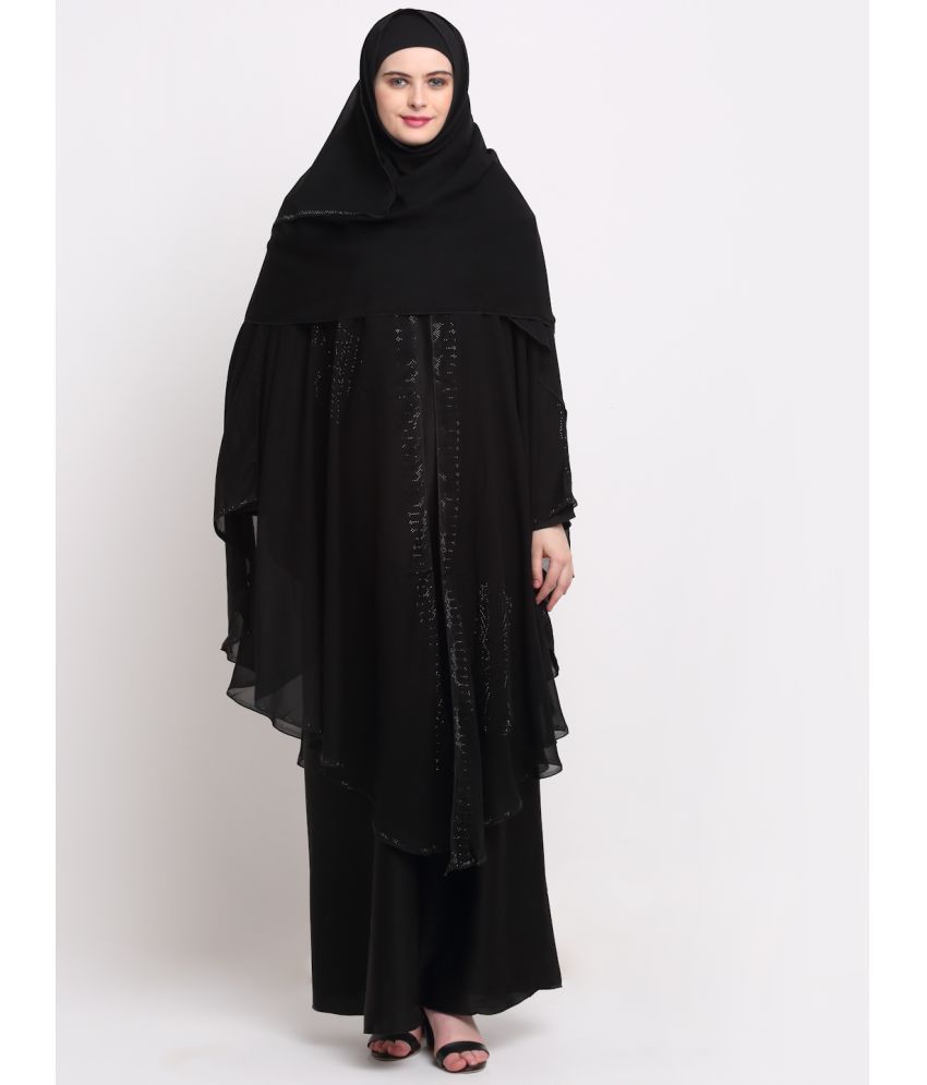     			Klotthe Black Polyester Unstitched Burqas without Hijab - Single