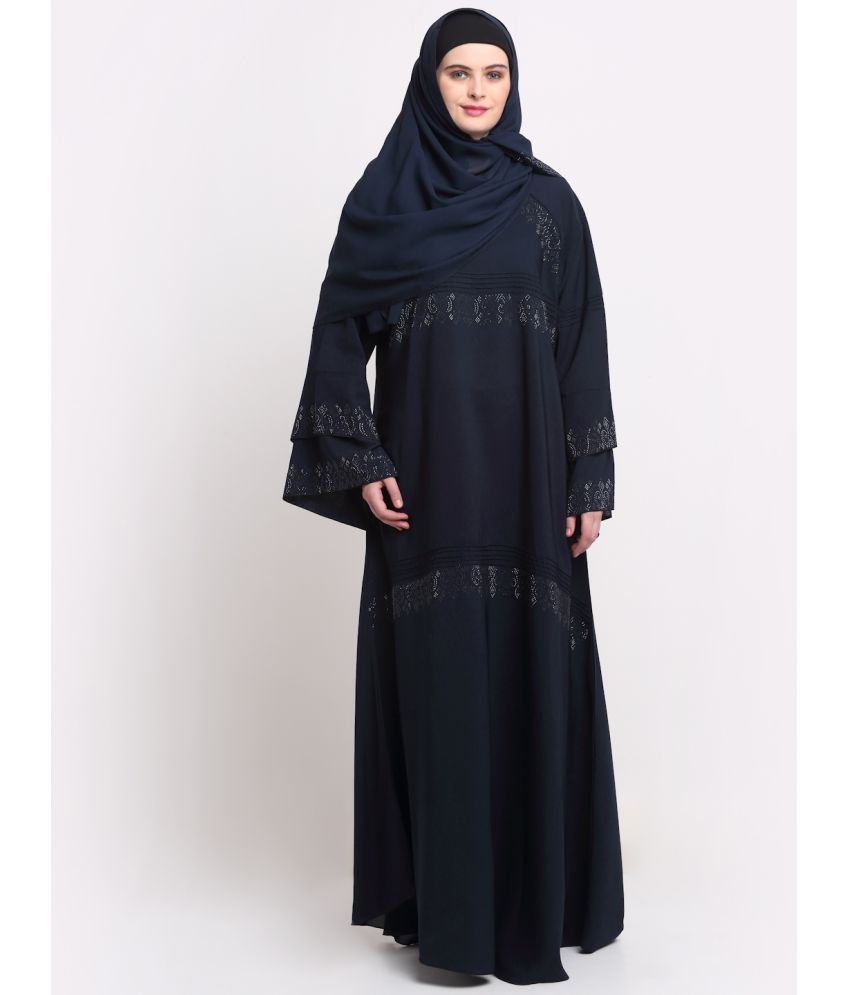     			Klotthe Blue Polyester Unstitched Burqas without Hijab - Single