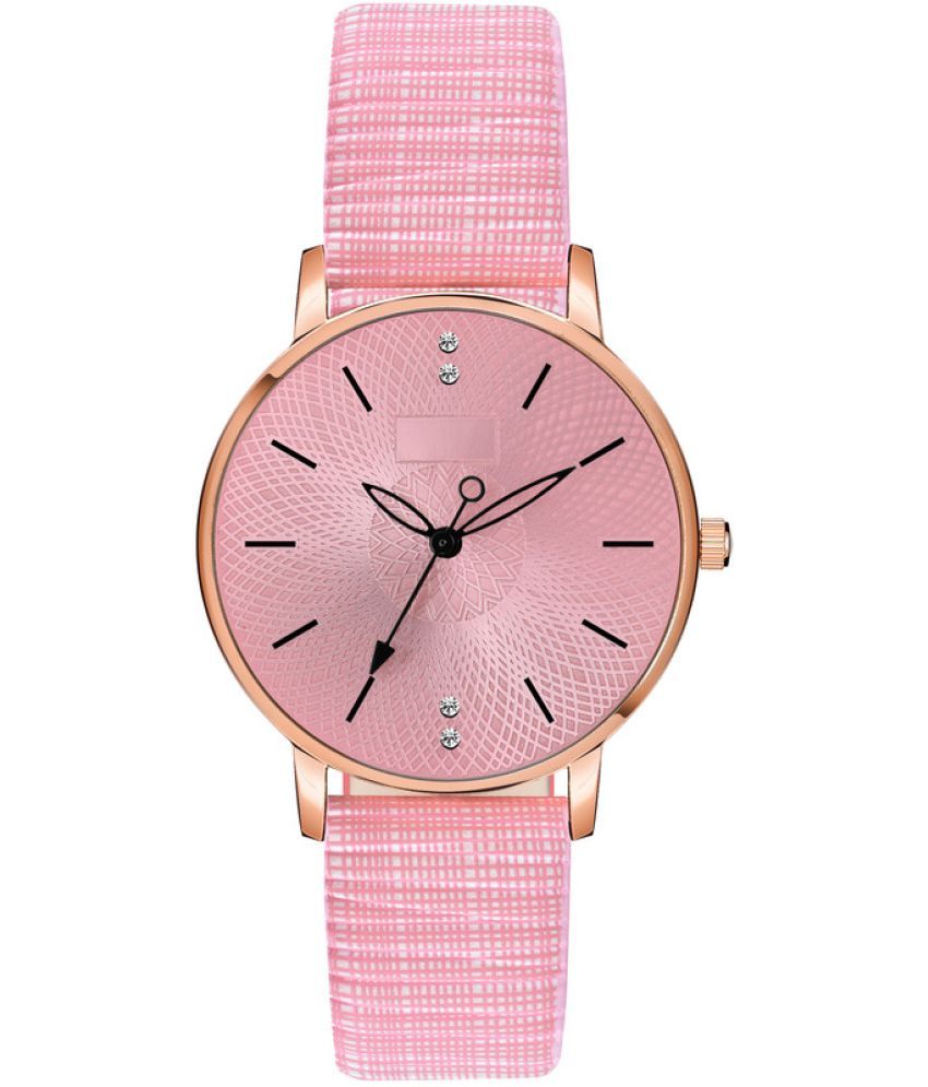     			Loretta Pink Leather Analog Womens Watch