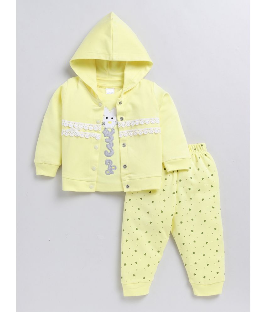     			Mom's Love Yellow Cotton Baby Girl Sweatshirt & Jogger Set ( Pack of 1 )