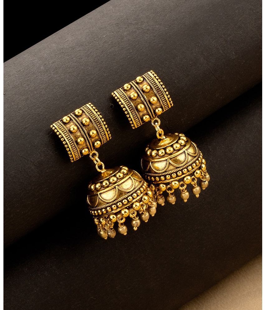     			Voylla Gold Jhumki Earrings ( Pack of 1 )