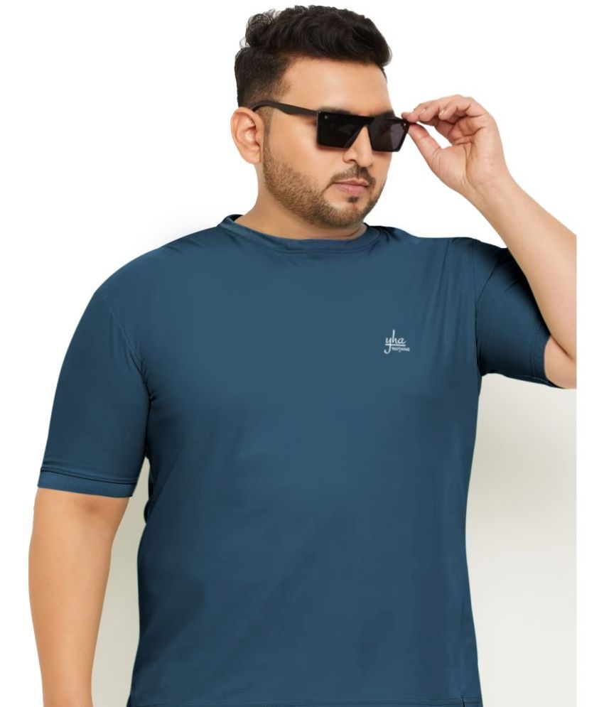     			YHA Cotton Blend Regular Fit Solid Half Sleeves Men's T-Shirt - Teal Blue ( Pack of 1 )