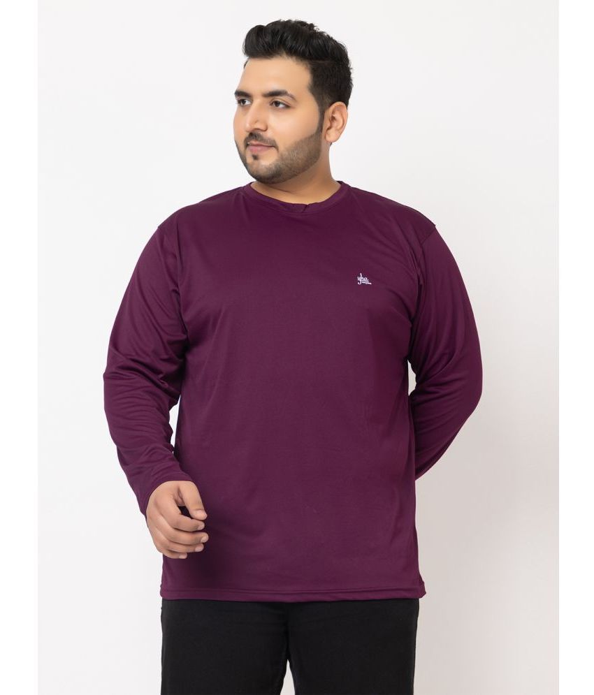     			YHA Cotton Blend Regular Fit Solid Full Sleeves Men's T-Shirt - Purple ( Pack of 1 )