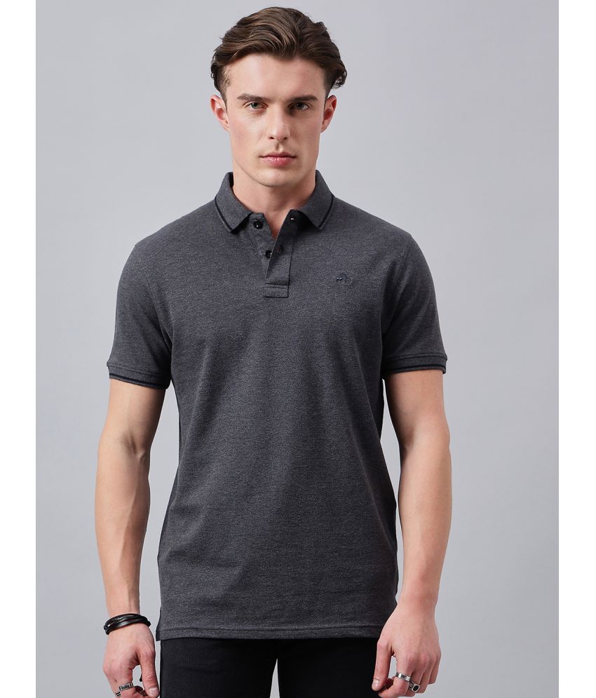     			98 Degree North Cotton Regular Fit Self Design Half Sleeves Men's Polo T Shirt - Grey ( Pack of 1 )