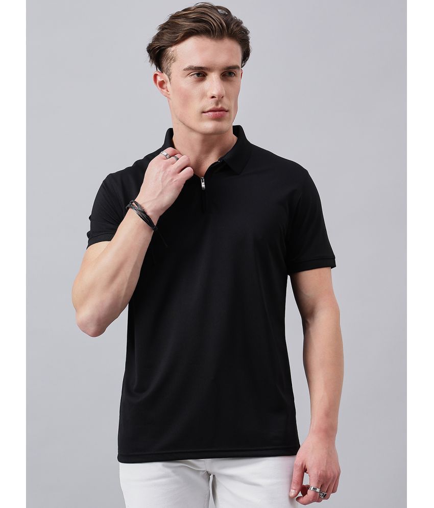     			98 Degree North Polyester Regular Fit Solid Half Sleeves Men's Polo T Shirt - Black ( Pack of 1 )