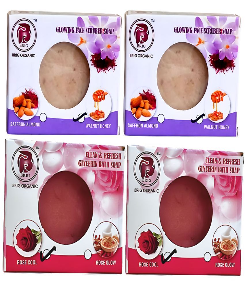     			BRIG Beauty 2 Walnut Honey Scrub & 2 Rose Cool Soft Soap for All Skin Type ( Pack of 4 )