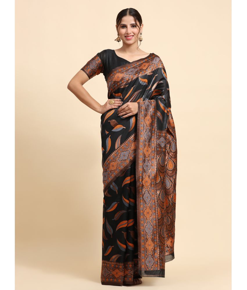     			ISARA Banarasi Silk Woven Saree With Blouse Piece - Black ( Pack of 1 )