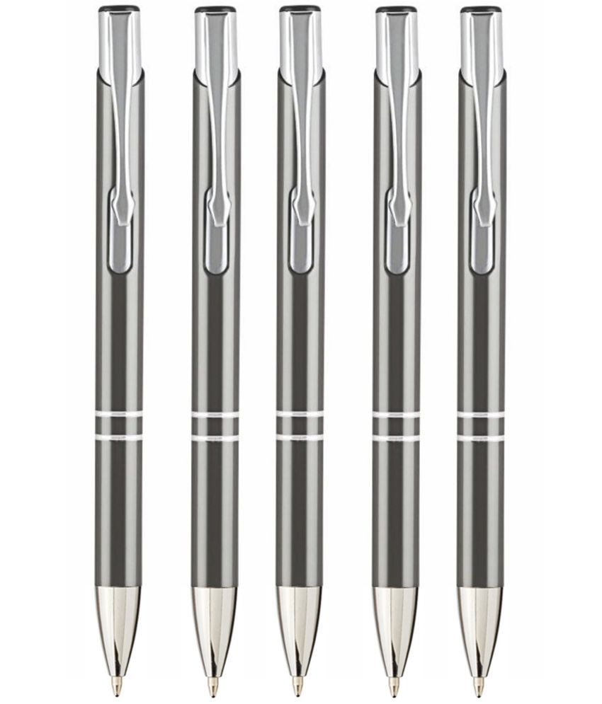     			K K CROSI Metal Pen Pack of 5pcs Grey Colour Ball Pen  (Pack of 5, Blue Ink)