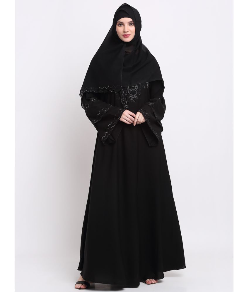     			Klotthe Black Polyester Unstitched Burqas without Hijab - Single